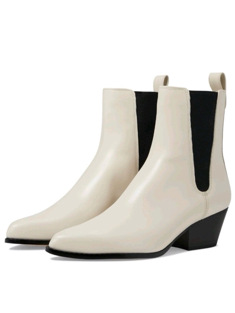 Michael Kors Kinlee Leather Cream Ankle Boots with Black Elastic
